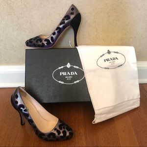 PRADA | Leopard Print Leather and Suede Pumps
